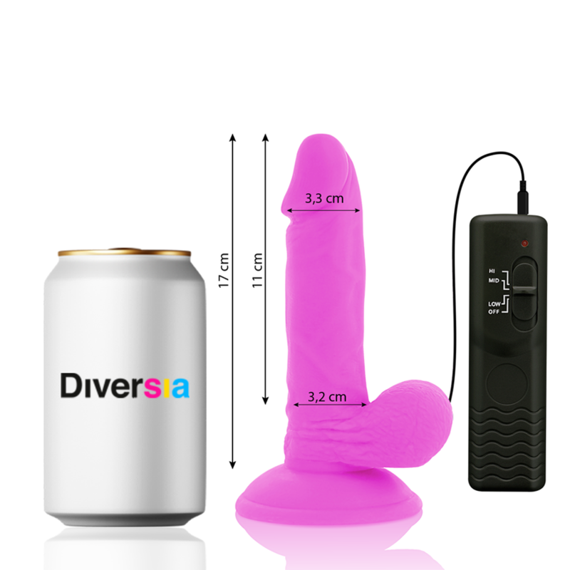Diversia – Dildo vibrant flexible violet 17 cm -o- 3.3 cm