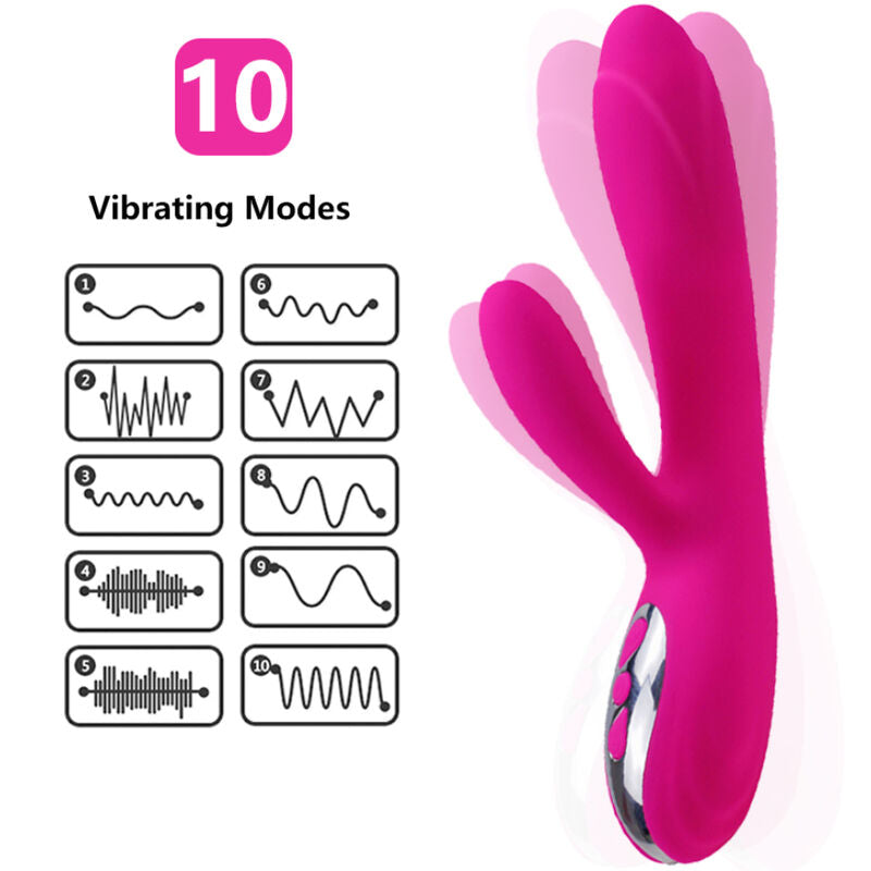 ARMONY - FLEXIBELE VIBRADOR &amp; ESTIMULATOR EFECTO CALOR FUCSIA
