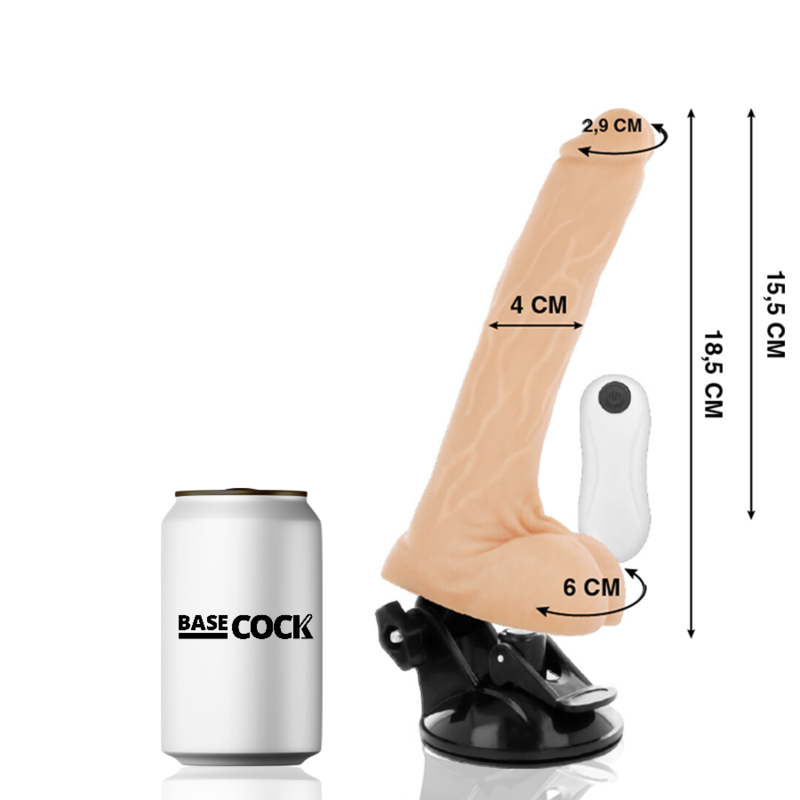 BASECOCK - VIBRATEUR ARTICULABLE TÉLÉCOMMANDE NOIR 18.5 CM -O- 4 CM