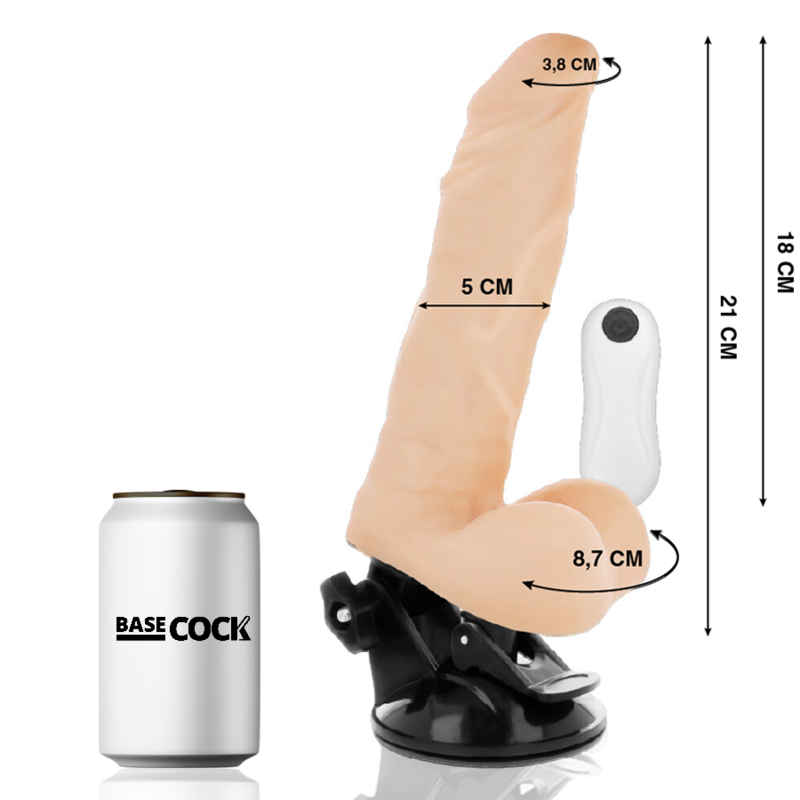 BASECOCK - VIBRATEUR ARTICULABLE TÉLÉCOMMANDE NOIR 21 CM -O- 5 CM