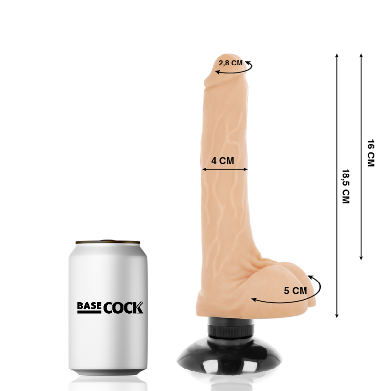 BASECOCK - VIBRADOR REALISTICO 2-1 NATUURLIJK 18,5 CM -O- 4 CM
