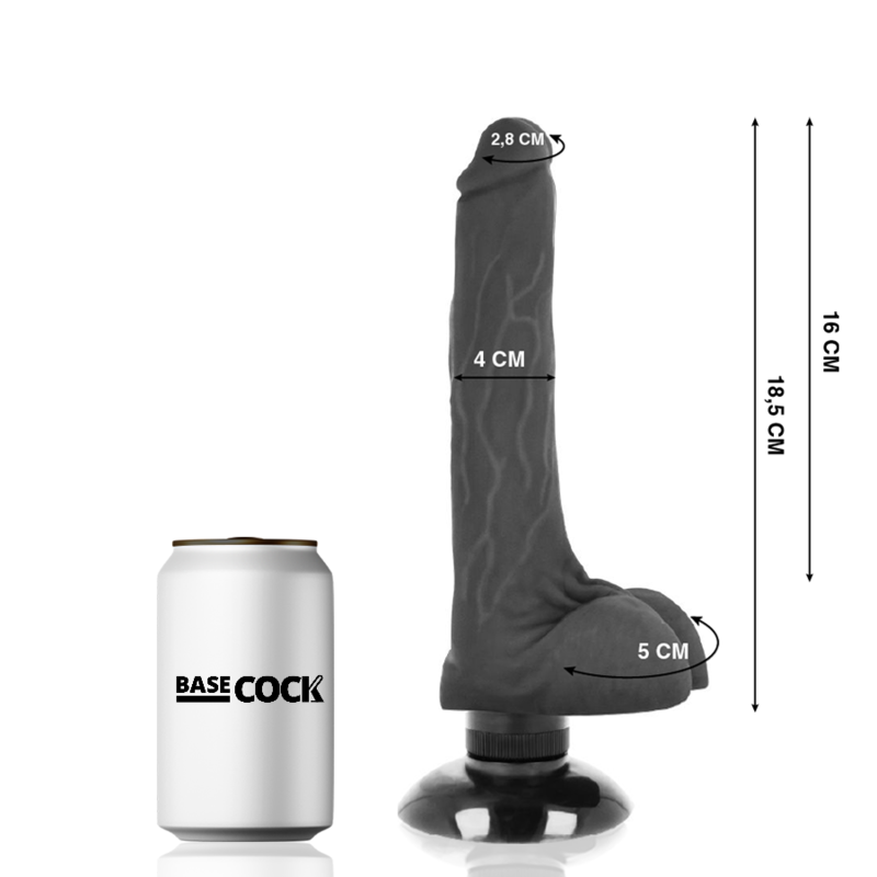 BASECOCK - VIBRADOR REALISTICO 2-1 NATUURLIJK 18,5 CM -O- 4 CM