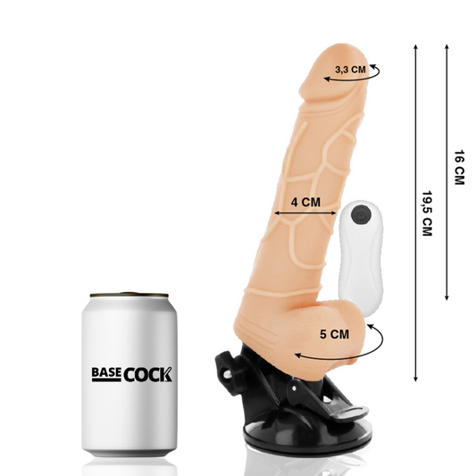 BASECOCK - REALISTIC VIBRADOR CONTROL REMOTO NATURAL WITH TESTICULOS 19.5 CM -O- 4 CM