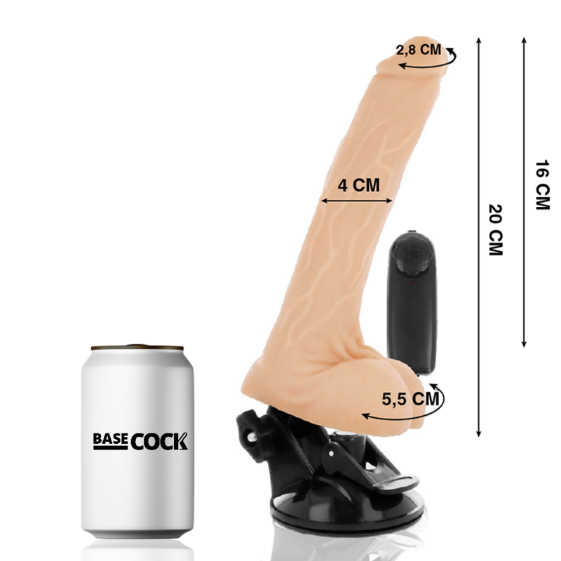 BASECOCK - REALISTIC VIBRADOR CONTROL REMOTO NATURAL WITH TESTICULOS 20 CM -O- 4 CM