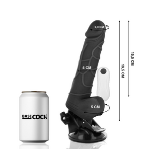 Basecock – Vibrateur réaliste télécommande noir avec testicules 19.5 cm -o- 4 cm