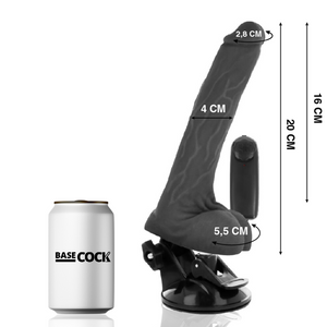 Basecock – Vibrateur réaliste noir télécommande avec testicules 20 cm -o- 4 cm