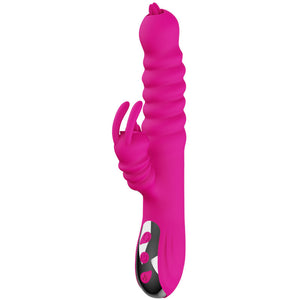 Armony – Vibrateur multifonction rabbit double langue effet chaleur fuchsia