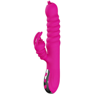 Armony – Vibrateur multifonction rabbit double langue effet chaleur fuchsia