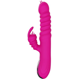 Armony – Vibrateur multifonction rabbit double langue effet chaleur fuchsia