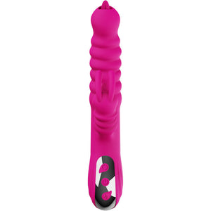 Armony – Vibrateur multifonction rabbit double langue effet chaleur fuchsia