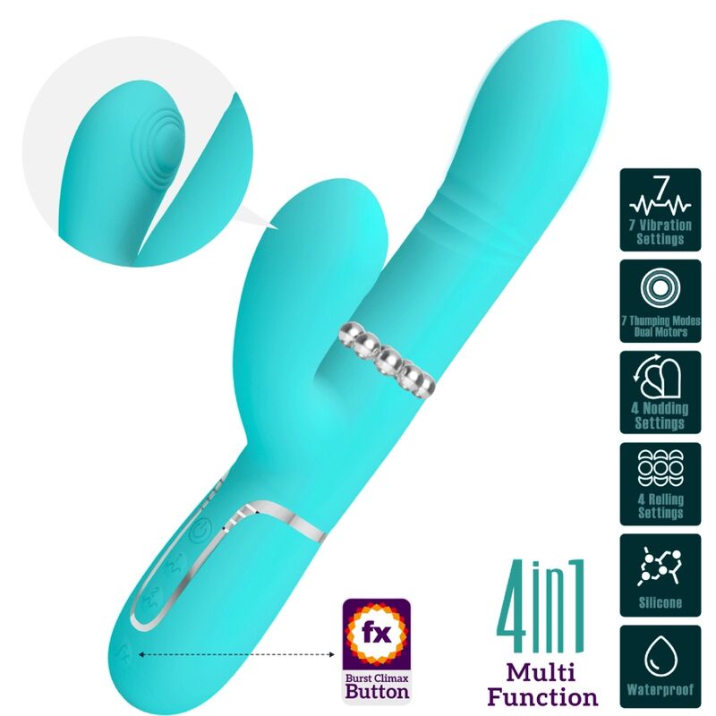 PRETTY LOVE - VIBRADOR PUNTO G MULTIFUNCIÓN GREEN AGUA