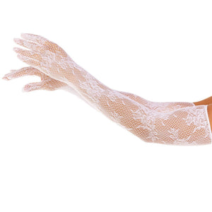 Gants longueur opéra en résille florale