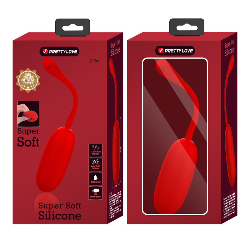 PRETTY LOVE - JULIUS HUEVO WATERPROOF &amp; RECHARGEABLE VIBRADOR ROJO