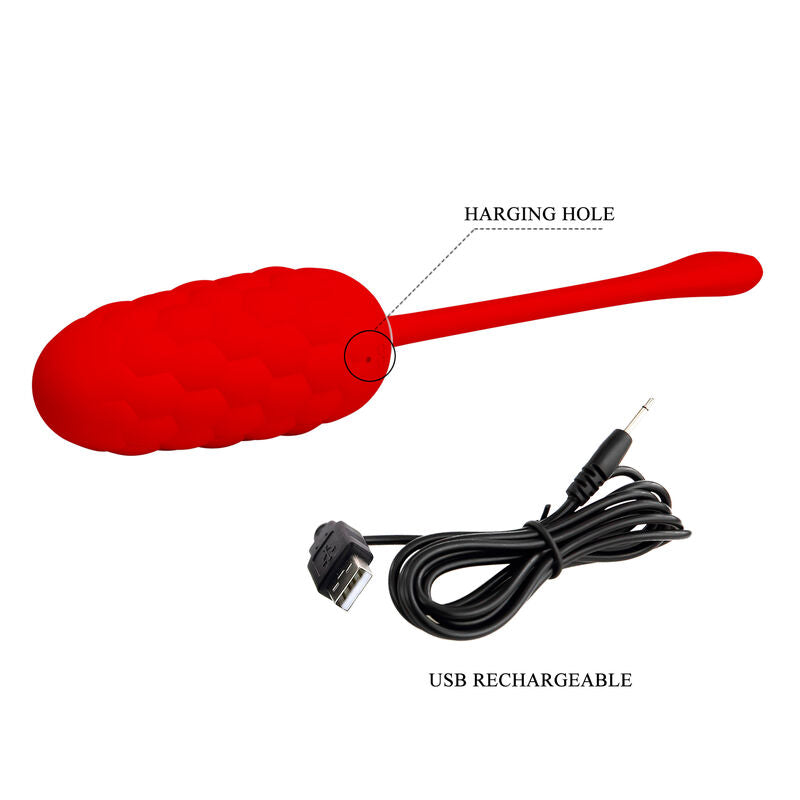 PRETTY LOVE - HUEVO VIBRADOR WITH TEXTURA MARINA RECARGABLE ROJO