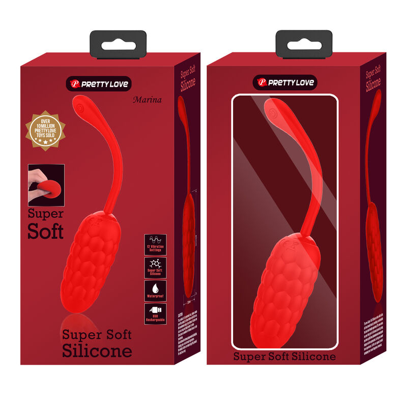 PRETTY LOVE - HUEVO VIBRADOR WITH TEXTURA MARINA RECARGABLE ROJO