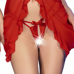 Chilirose – Cr 4696 babydoll & string sans crotchless rouge