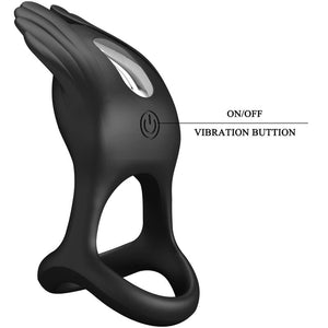 Pretty Love – Silas anneau pénis vibrant 7 vibrations silicone noir