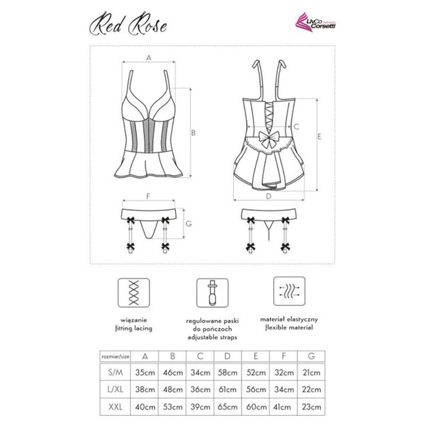 Livco Corsetti Fashion – Rose rouge lc 90130 corset + culotte rouge