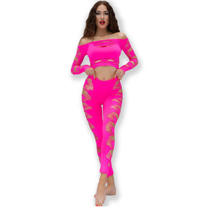 Chilirose – Cr 4632 haut & pantalon fuchsia S/L