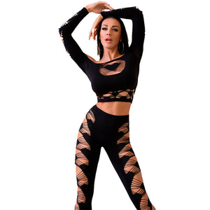 Chilirose – Cr 4436 top & leggins noir S/L