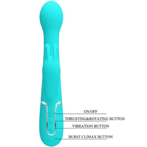 Pretty Love – Vibrateur dejon rabbit 3 en 1 multifonction vert aqua