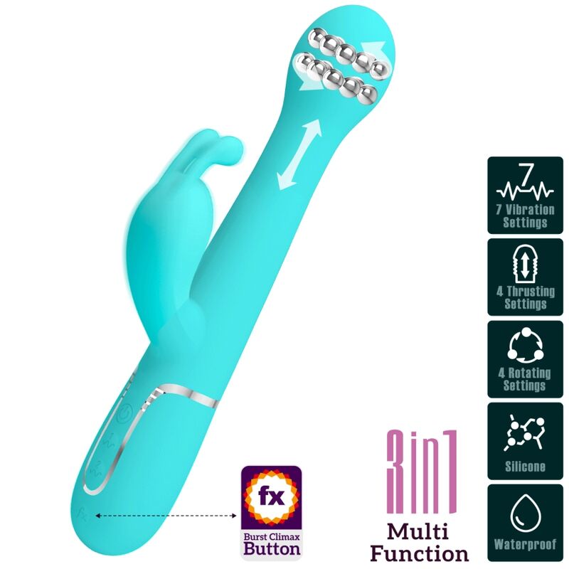 PRETTY LOVE - DEJON VIBRADOR KONIJN 3 IN 1 MULTIFUNCTIONELE GROENE AGUA