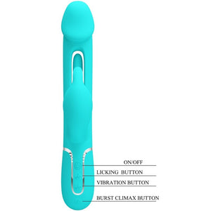 Pretty Love – Vibrateur dejon rabbit 3 en 1 multifonction vert aqua