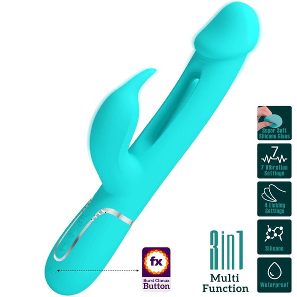 Pretty Love – Vibrateur dejon rabbit 3 en 1 multifonction vert aqua