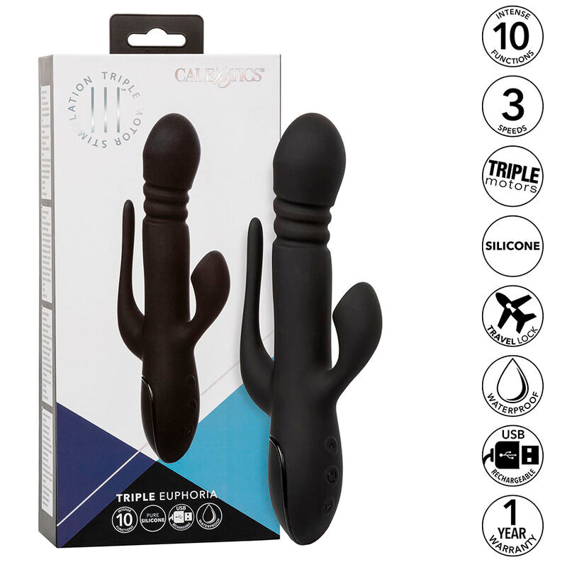 CALEXOTICS - DRIEVOUDIGE VIBRADOR EUPHORIA NEGRO