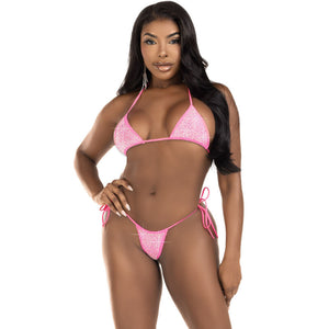 Haut de bikini strassé et string