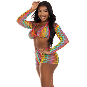 Leg Avenue – Ensemble de trois pièces multicolore