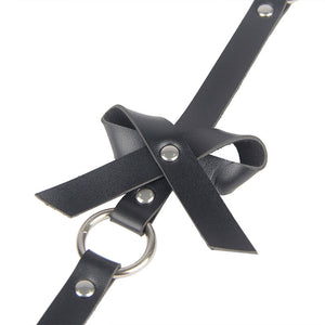 Subblime – Harnais de jambe chaîne cuir noir taille unique