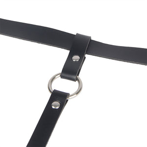 Subblime – Harnais de jambe chaîne cuir noir taille unique