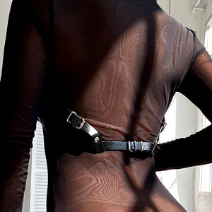 Subblime – Harnais poitrine en cuir noir taille unique