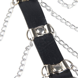 Subblime – Harnais poitrine chaîne S en cuir noir taille unique