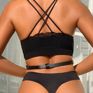 Subblime – Harnais poitrine chaîne S en cuir noir taille unique