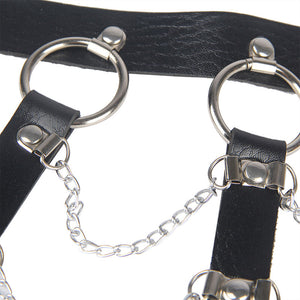 Subblime – Harnais poitrine chaîne S en cuir noir taille unique
