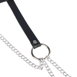 Subblime – Chaine bague cuir ceinture noir taille unique