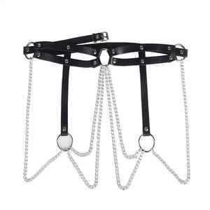Subblime – Chaine bague cuir ceinture noir taille unique