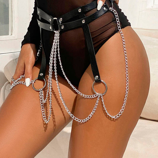 SUBBLIME - CINTURON DE PADLOCK ANILLAS CUERO NEGRO TALLA ÚNICA
