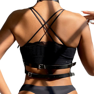 Subblime – Harnais poitrine anneau cuir noir taille unique