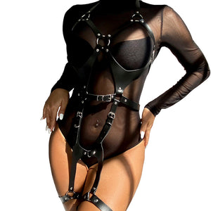 Subblime – Harnais complet avec boucles en cuir noir taille unique