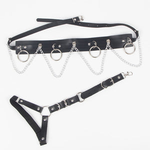 Subblime – Harnais ceinture et jarretières avec anneaux et chaîne détail taille unique