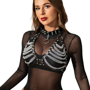 Subblime – Soutien-gorge harnais et collier avec chaîne S taille unique