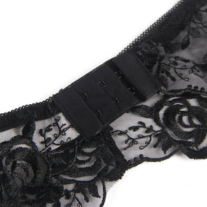 Subblime – Lot 3 pièces soutien-gorge + string + jarretière imprimé floral noir