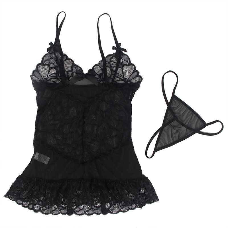 SUBBLIME - BABYPOP MET VERSTELBARE STROPDAS EN BLOEMEN ESTAMPADO DE CAJE TRANSPARENTE NEGRO S/M