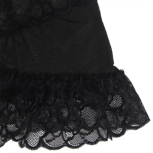 Subblime – Babydoll bretelles réglables et dentelle transparente imprimé fleuri noir