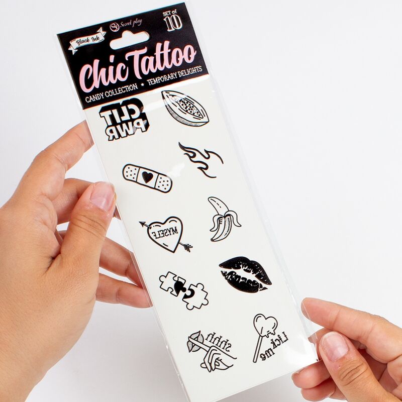 SECRET PLAY - SET OF 10 TEMPORAL TATTOOS CANDY COLLECTION