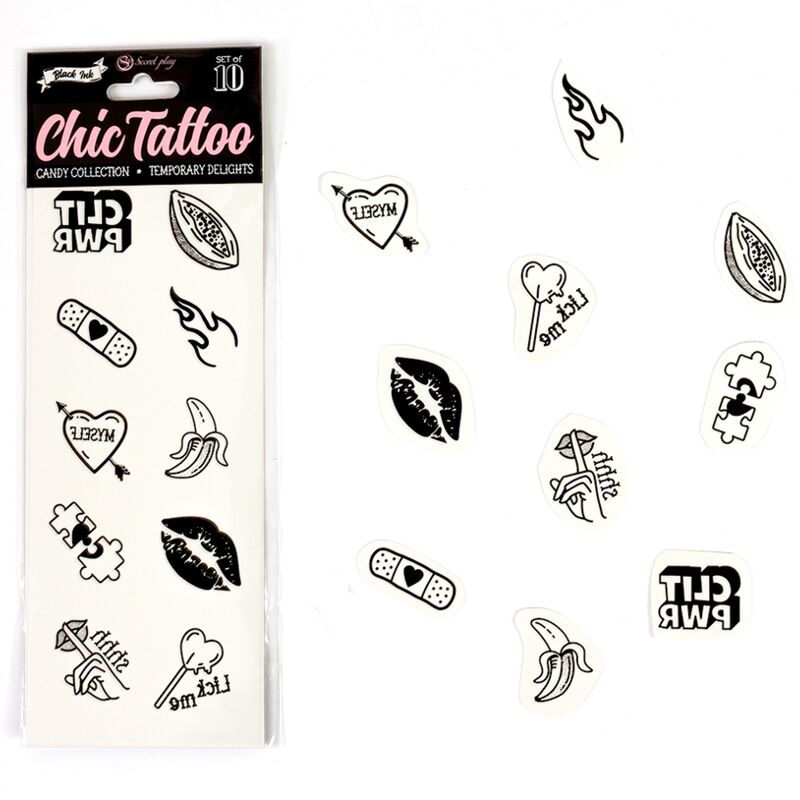 SECRET PLAY - SET OF 10 TEMPORAL TATTOOS CANDY COLLECTION