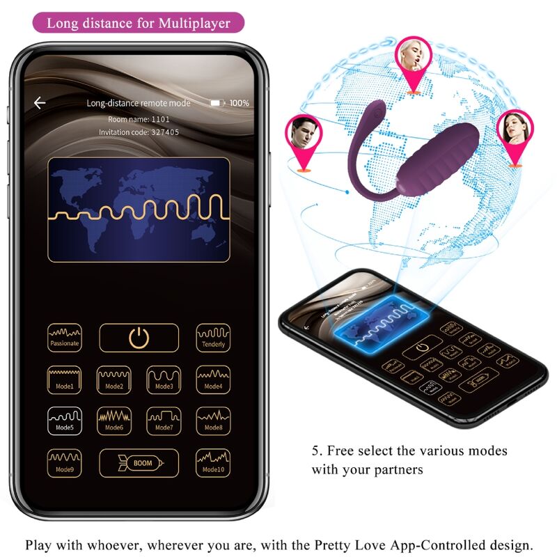 PRETTY LOVE - CASPER HUEVO RECHARGEABLE VIBRADOR MORADO